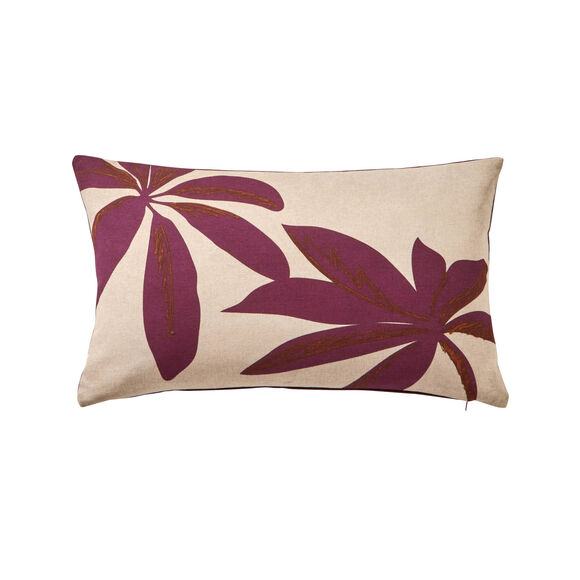 Coussin rectangulaire imprimé feuillage (naturel / figue) Coussin rectangulaire imprimé feuillage (naturel / figue)